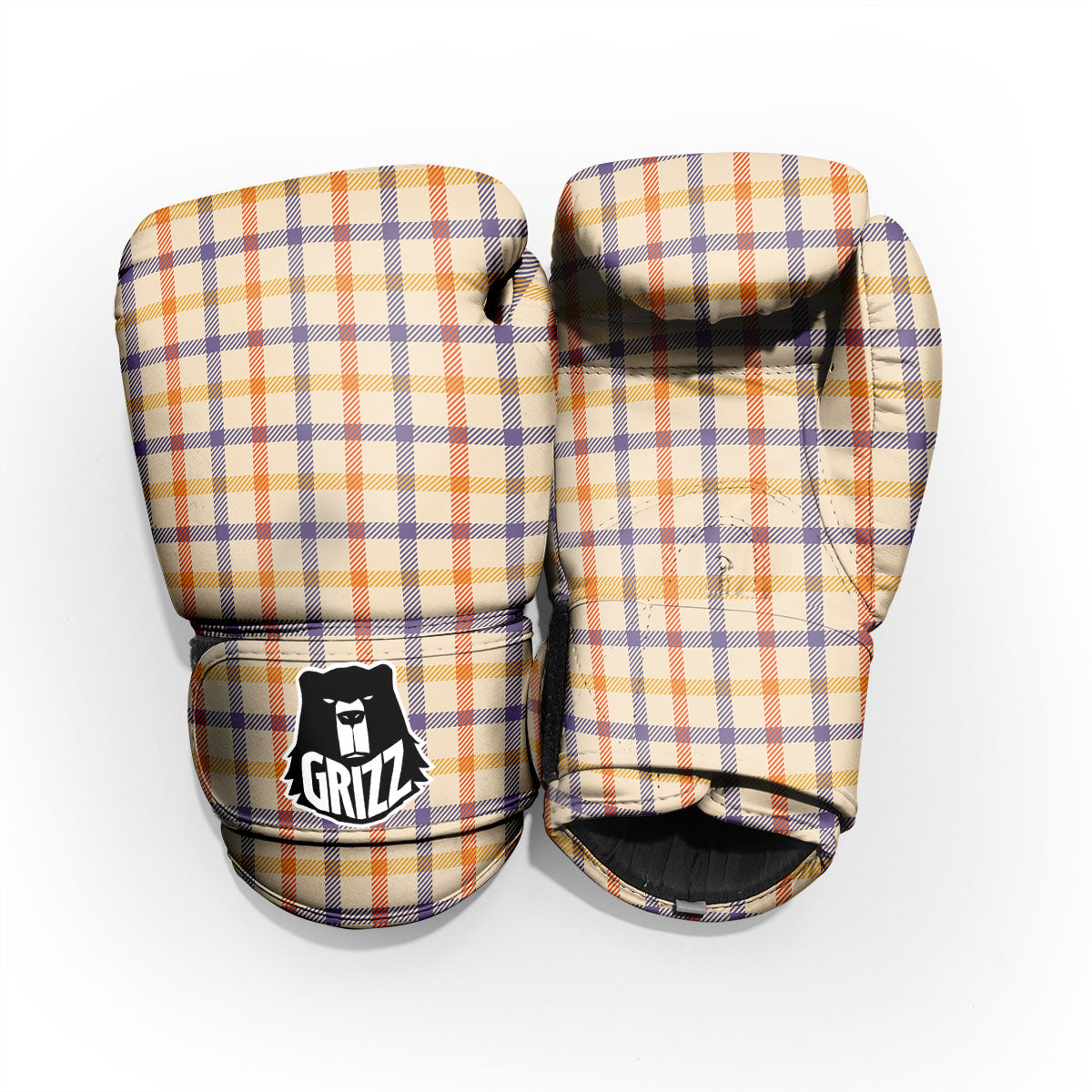 Tattersall Orange And Purple Print Pattern Pro Boxing Glove