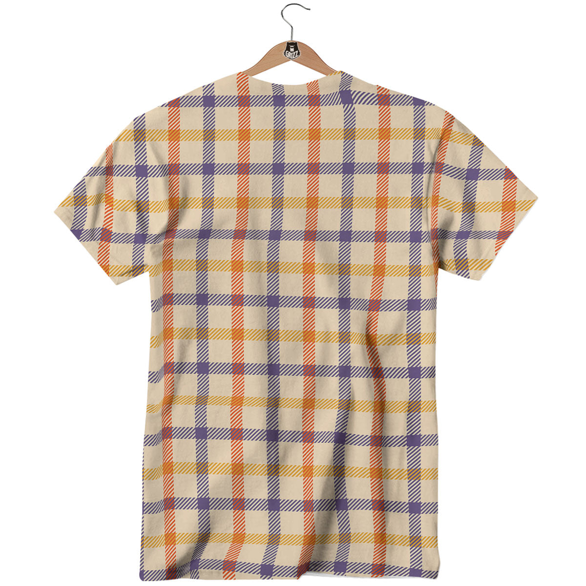 Tattersall Orange And Purple Print Pattern T-Shirt-grizzshop