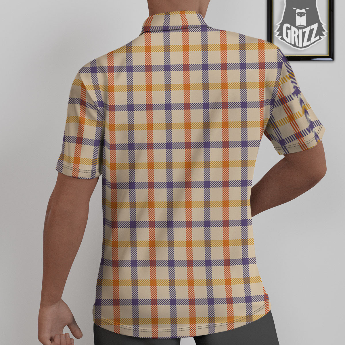 Tattersall Orange And Purple Print Pattern Untucked Shirts-grizzshop