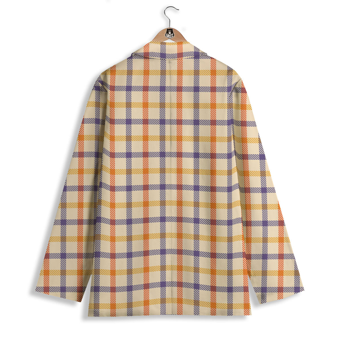 Tattersall Orange And Purple Print Pattern Women's Blazer-grizzshop