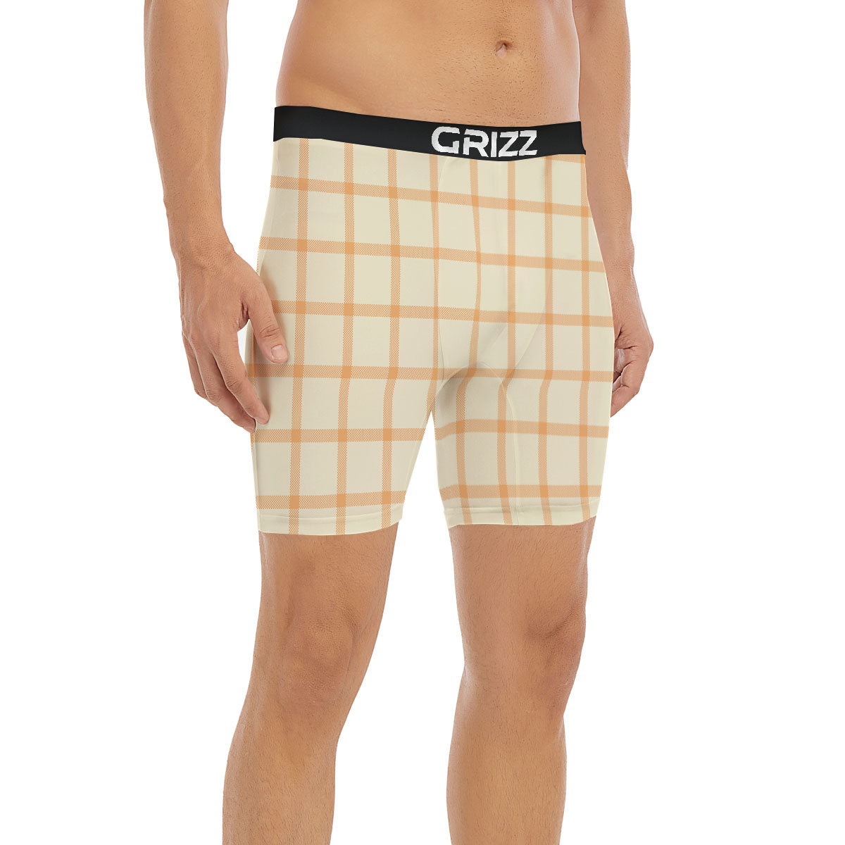 Tattersall Orange Pastel Print Pattern Boxer Briefs-grizzshop