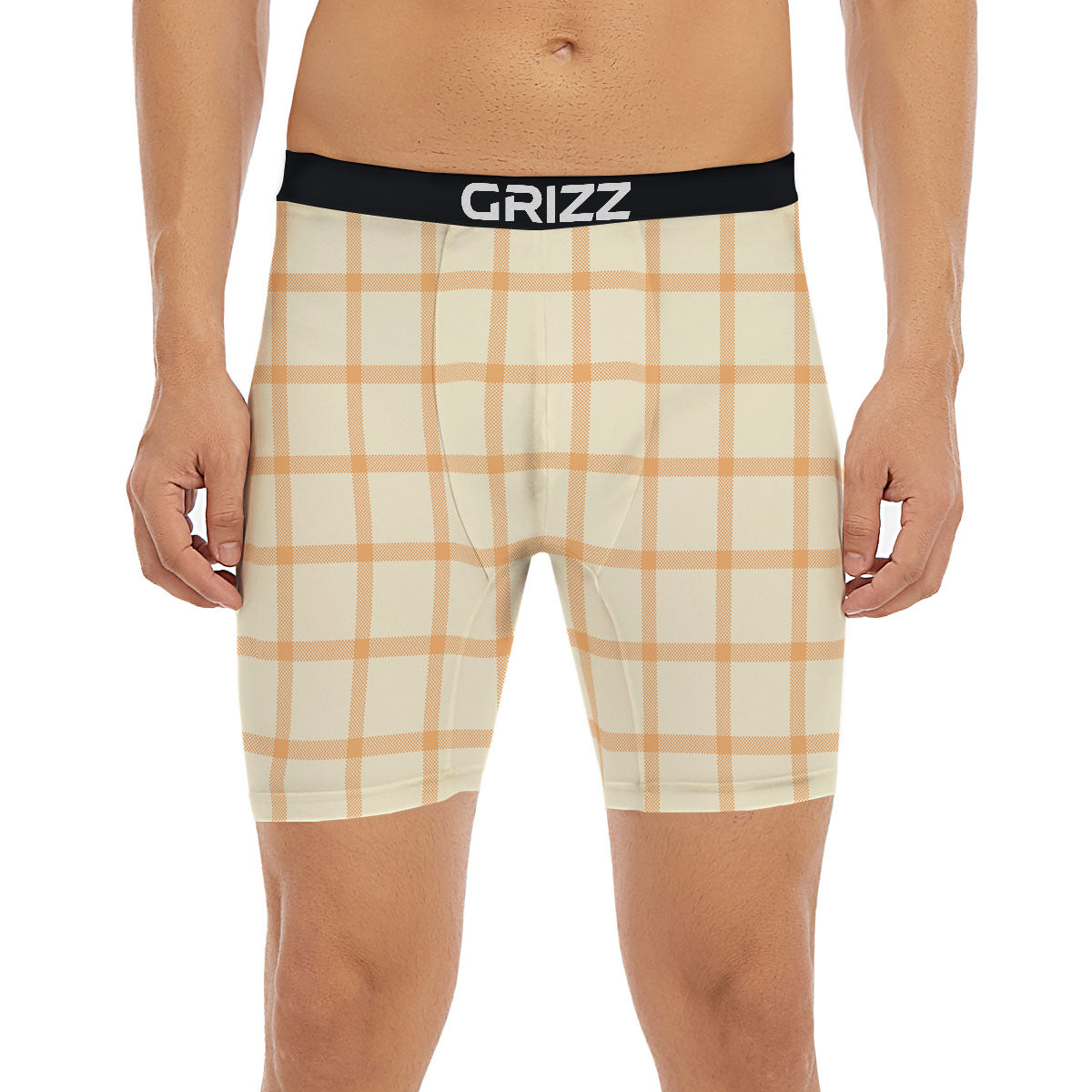 Tattersall Orange Pastel Print Pattern Boxer Briefs-grizzshop