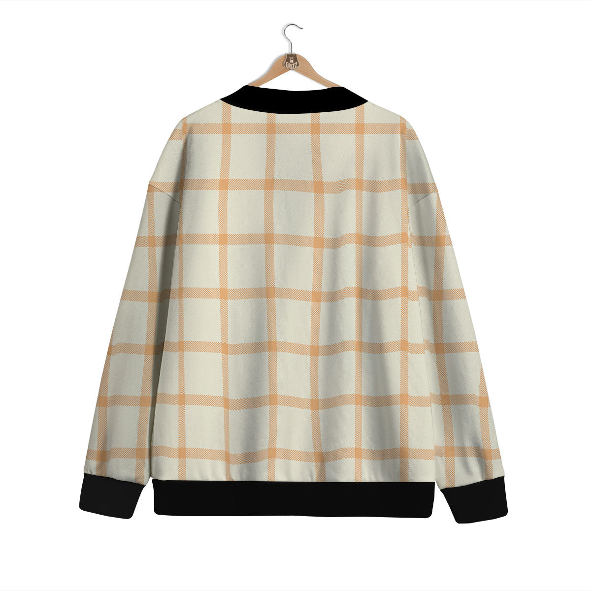 Tattersall Orange Pastel Print Pattern Cardigan-grizzshop