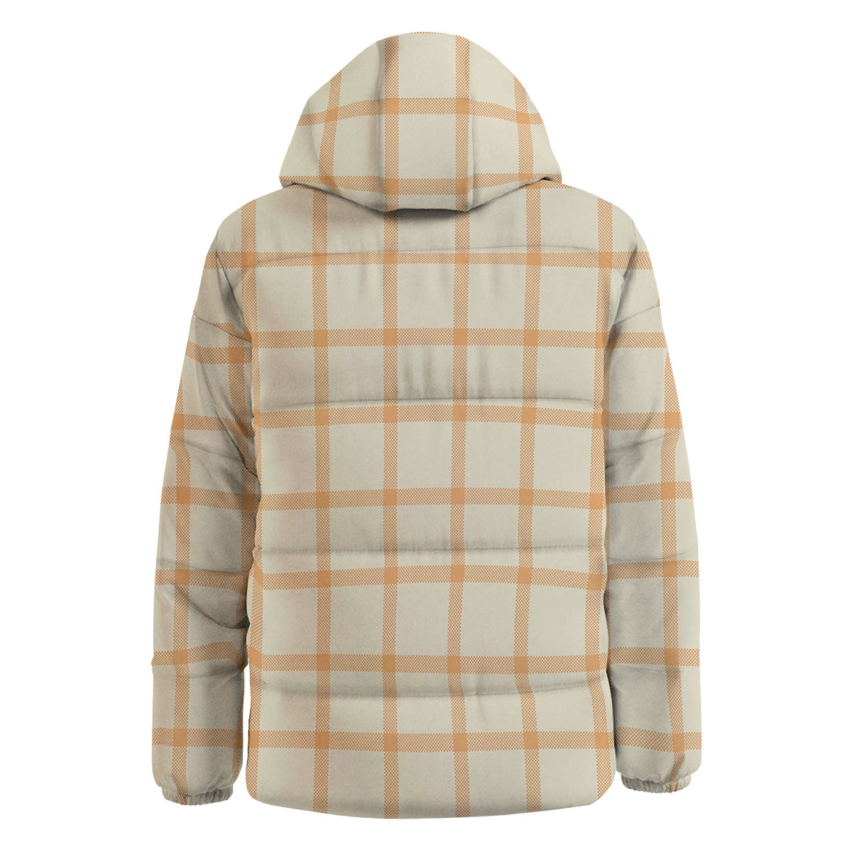Tattersall Orange Pastel Print Pattern Down Jacket-grizzshop