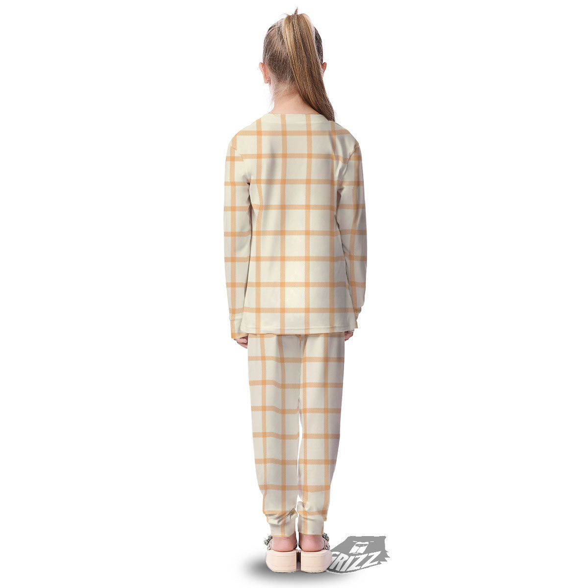 Tattersall Orange Pastel Print Pattern Kid's Pajamas-grizzshop