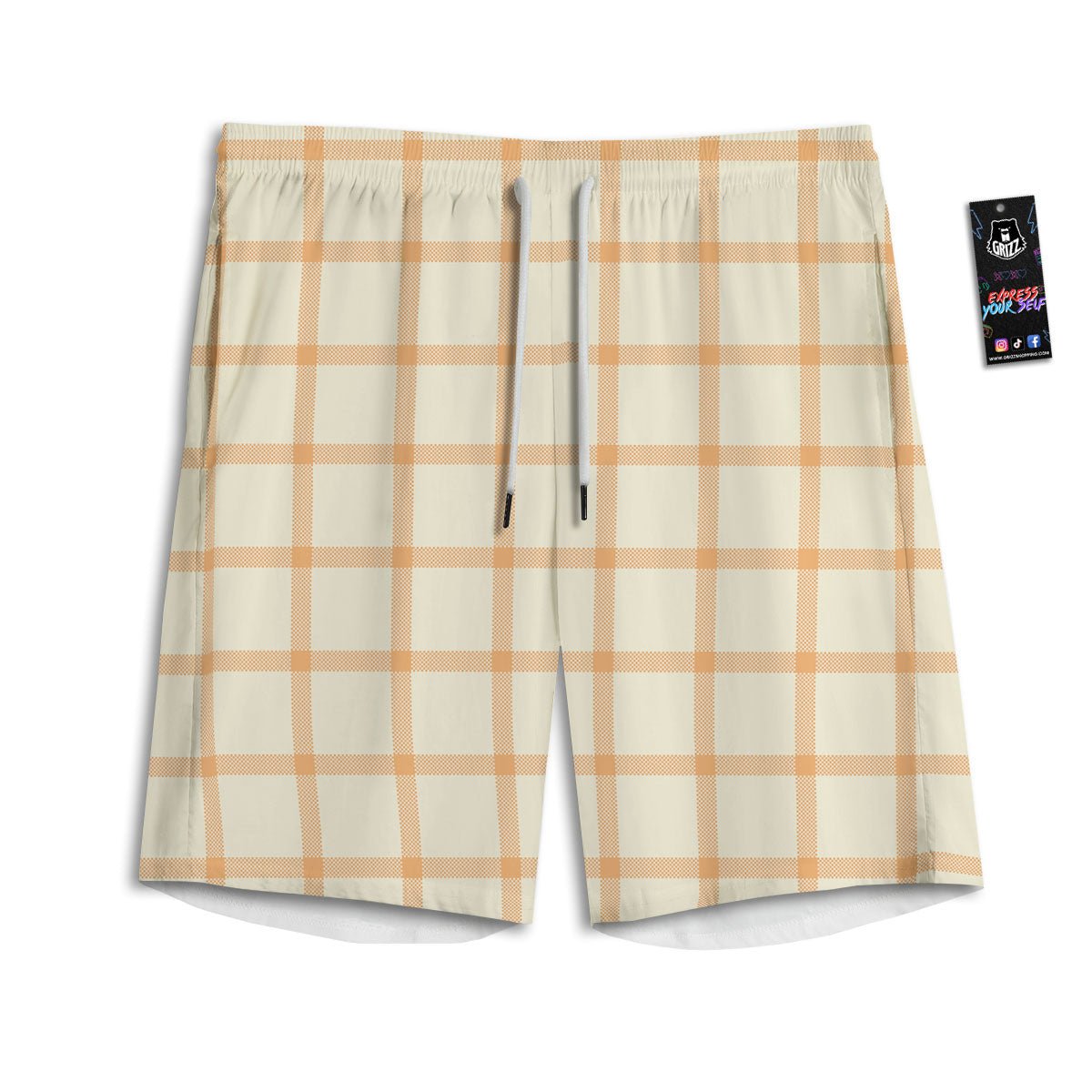 Tattersall Orange Pastel Print Pattern Men's Athletic Shorts