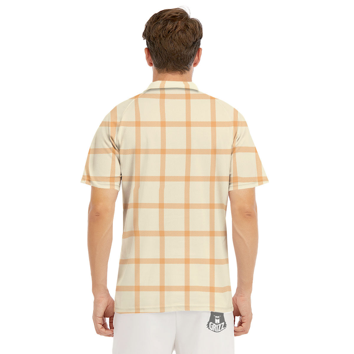 Tattersall Orange Pastel Print Pattern Men's Golf Shirts-grizzshop