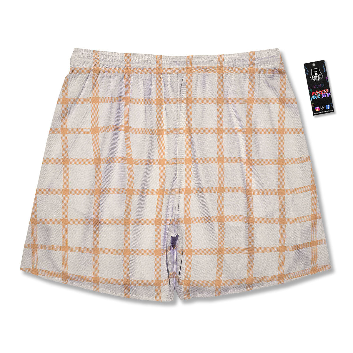 Tattersall Orange Pastel Print Pattern Men's Running Shorts-grizzshop