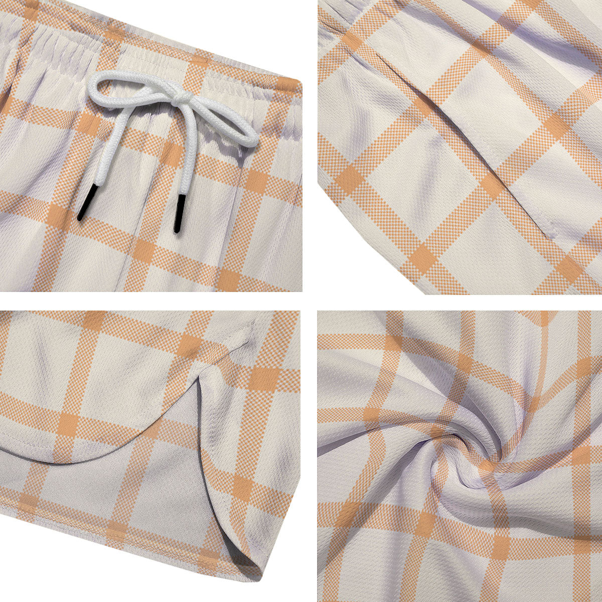 Tattersall Orange Pastel Print Pattern Men's Running Shorts-grizzshop
