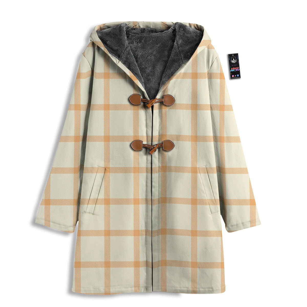 Tattersall Orange Pastel Print Pattern Men's Windbreaker Jacket-grizzshop