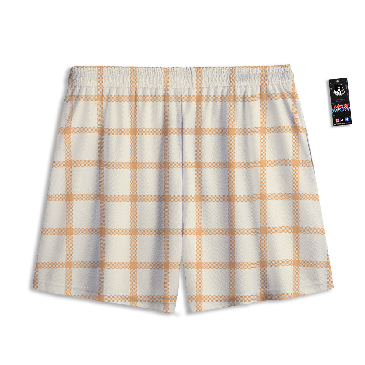 Tattersall Orange Pastel Print Pattern Mesh Shorts