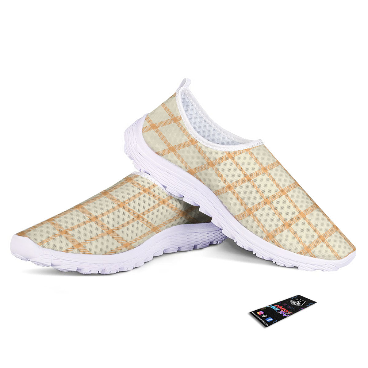 Tattersall Orange Pastel Print Pattern Nurse Shoes-grizzshop