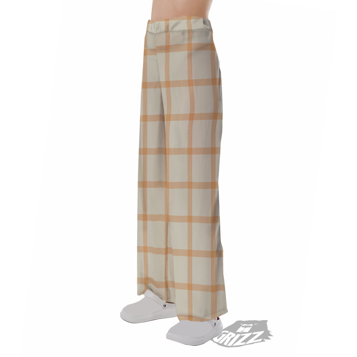 Tattersall Orange Pastel Print Pattern Pajama Pants-grizzshop