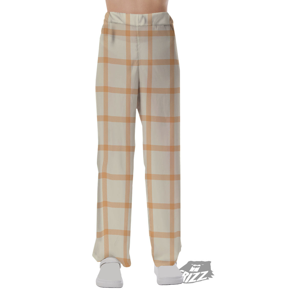 Tattersall Orange Pastel Print Pattern Pajama Pants-grizzshop