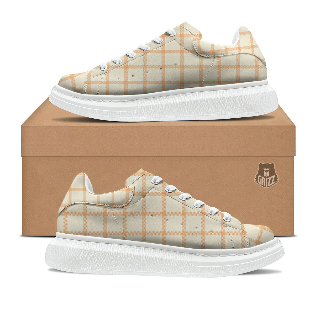 Tattersall Orange Pastel Print Pattern Platform Shoes-grizzshop
