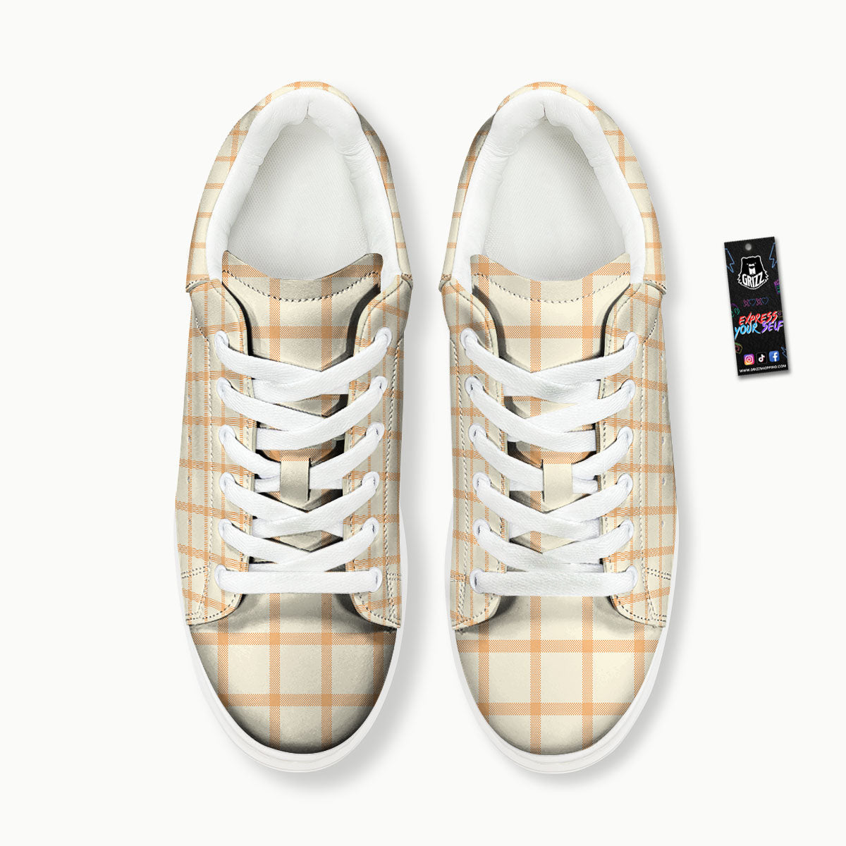 Tattersall Orange Pastel Print Pattern Platform Shoes-grizzshop