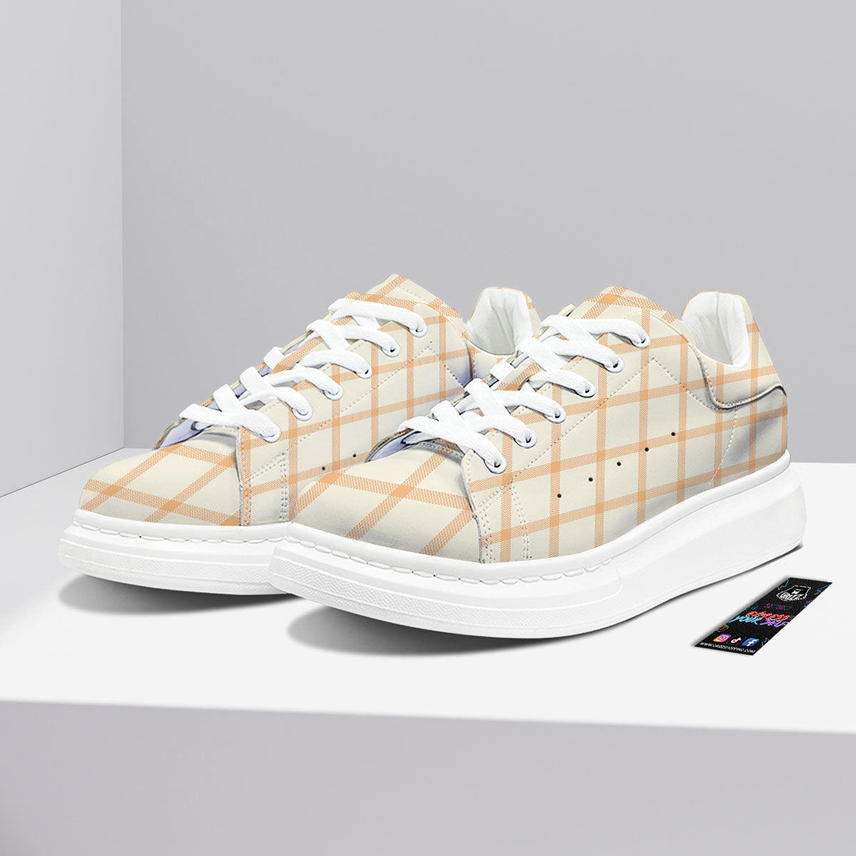 Tattersall Orange Pastel Print Pattern Platform Shoes-grizzshop