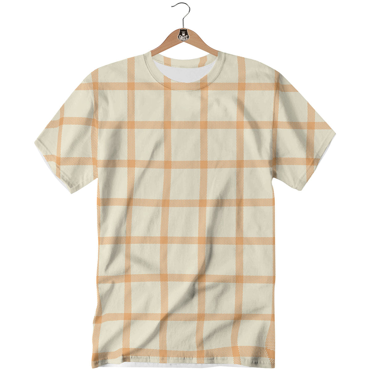 Tattersall Orange Pastel Print Pattern T-Shirt-grizzshop