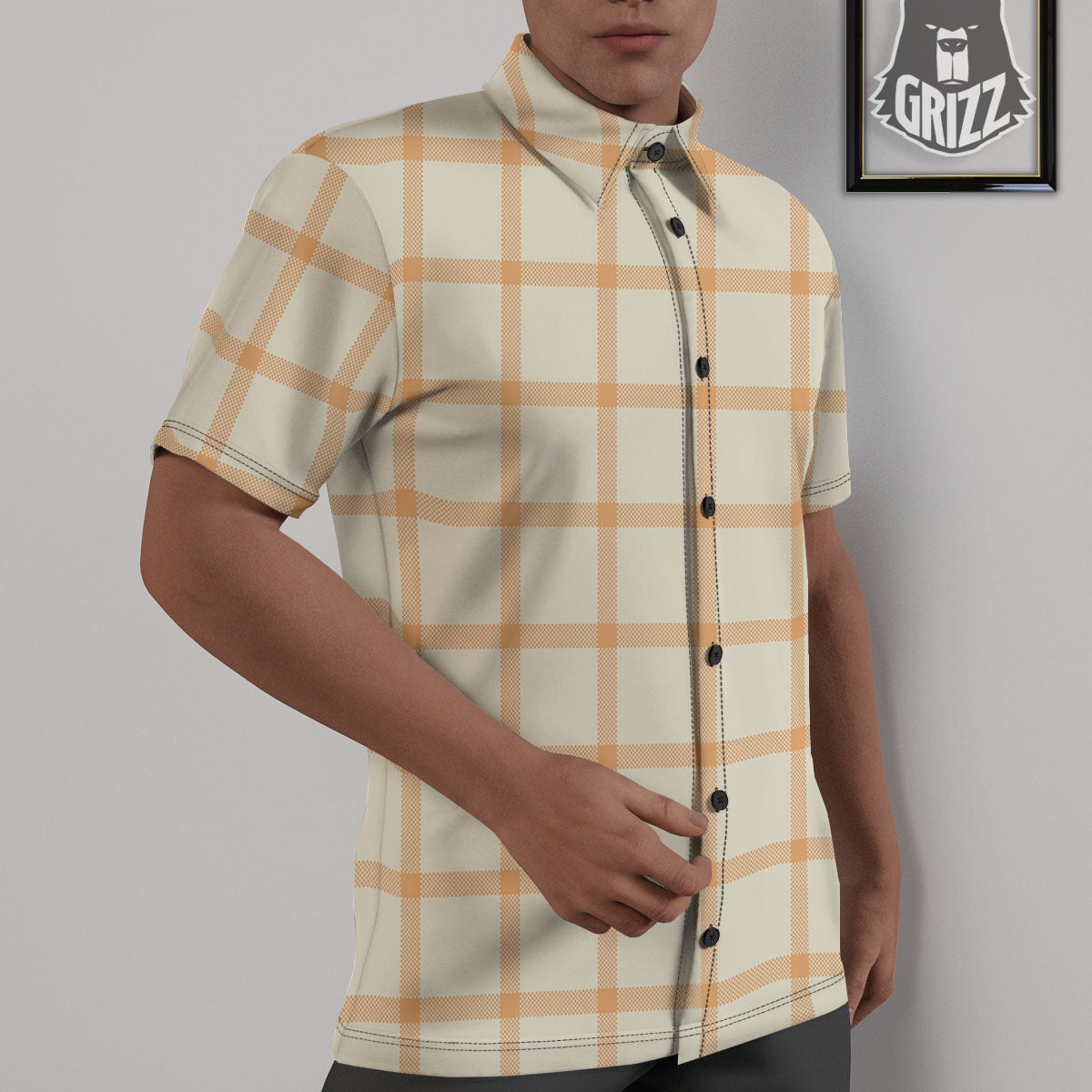 Tattersall Orange Pastel Print Pattern Untucked Shirts-grizzshop