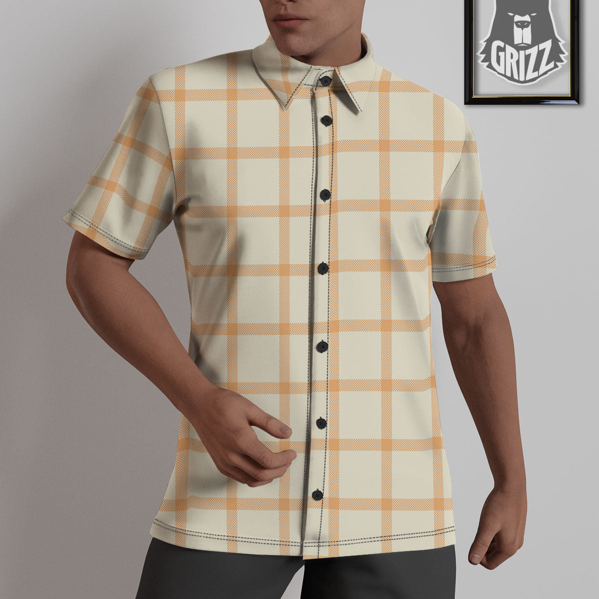 Tattersall Orange Pastel Print Pattern Untucked Shirts-grizzshop