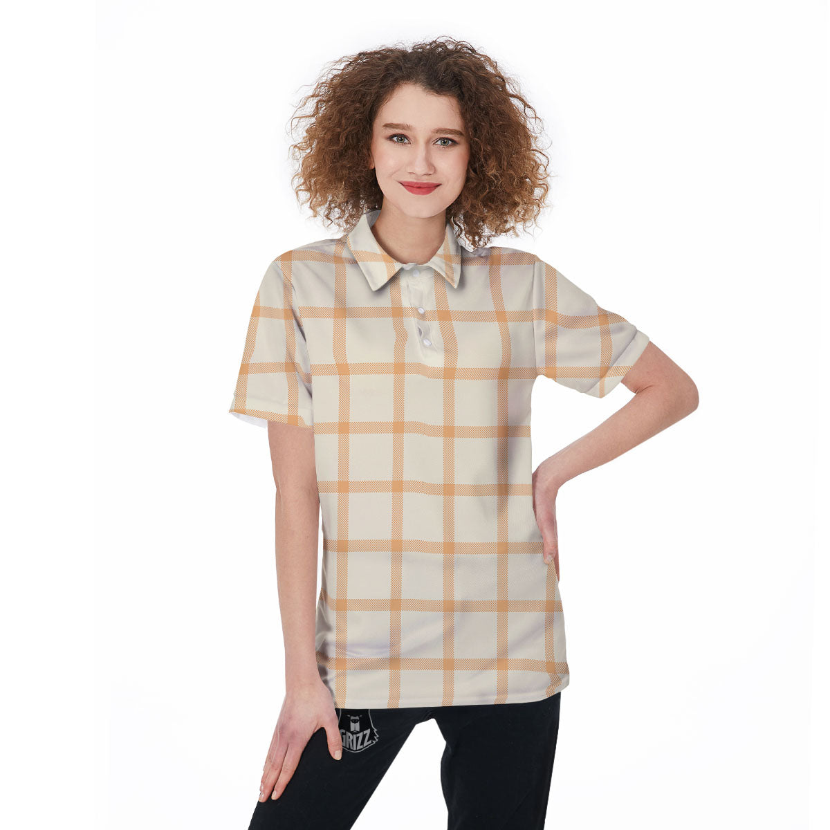 Tattersall Orange Pastel Print Pattern Women's Golf Shirts-grizzshop