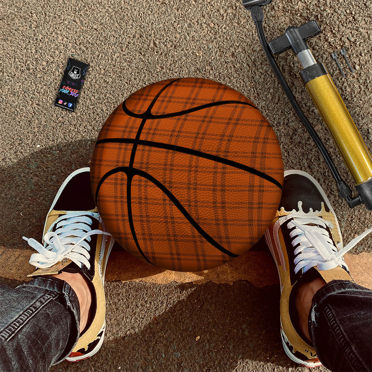 Tattersall Orange Print Pattern Basketball-grizzshop
