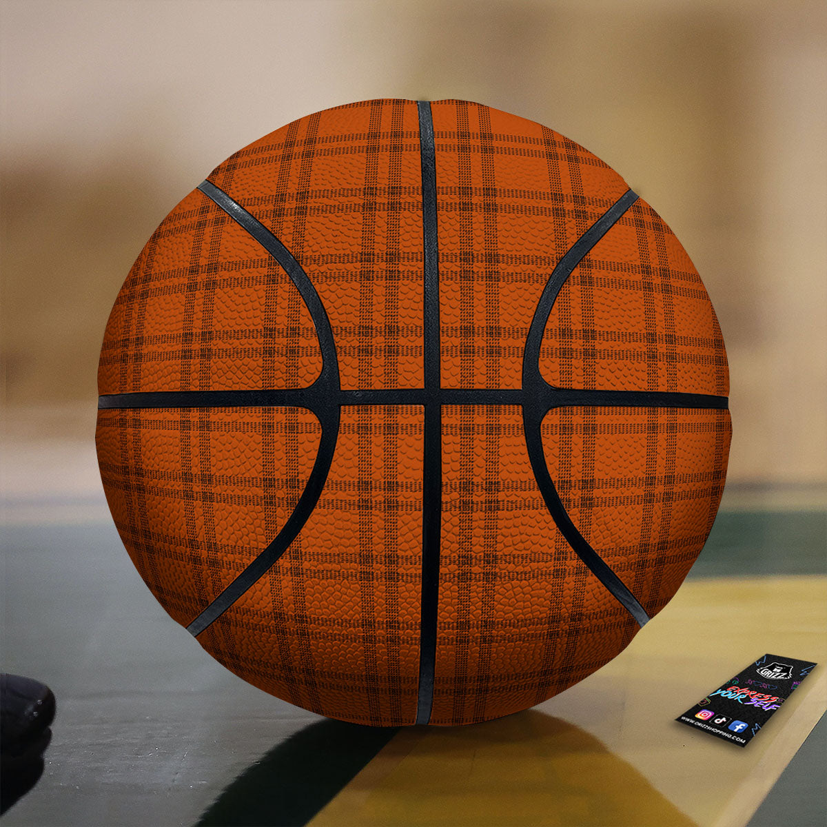 Tattersall Orange Print Pattern Basketball-grizzshop
