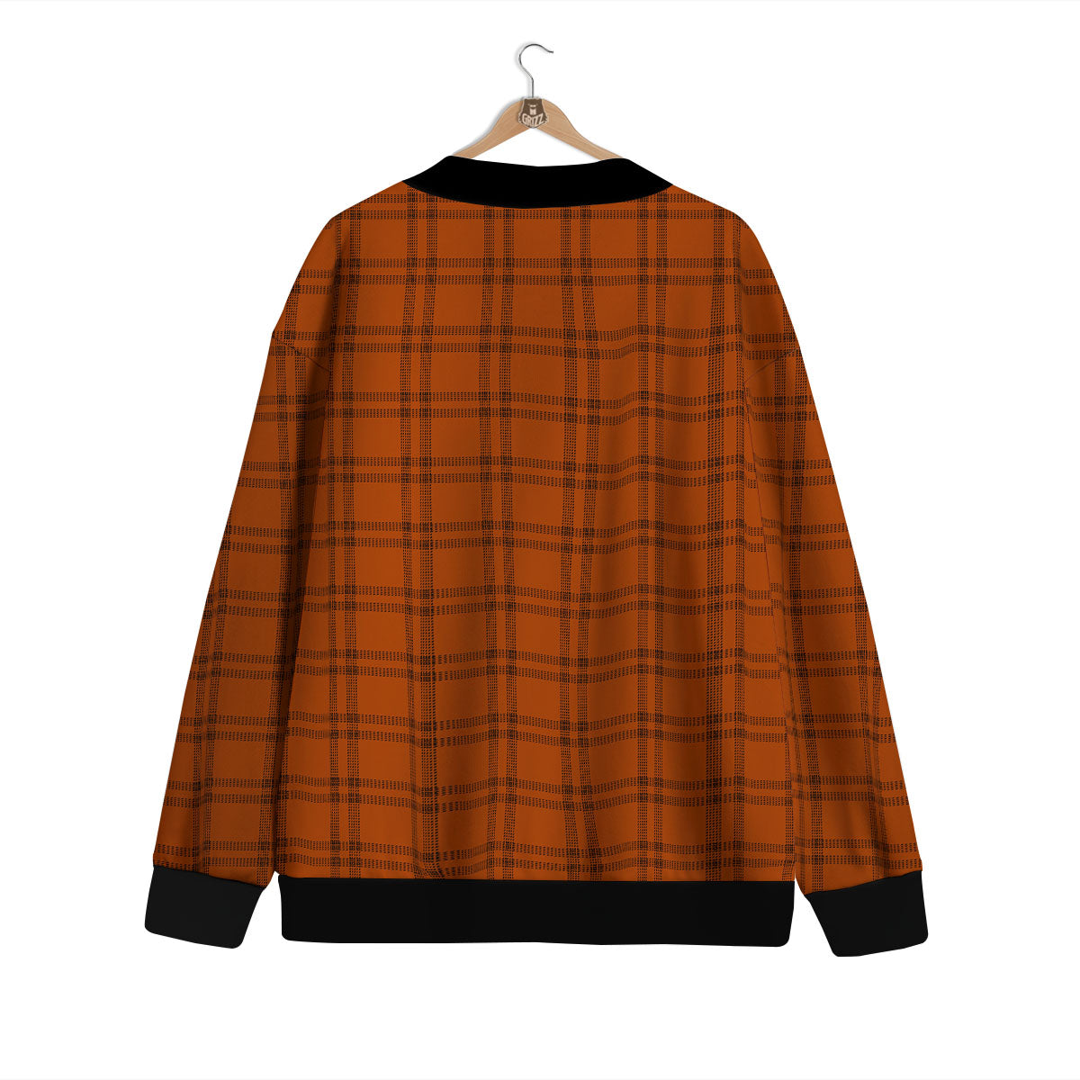 Tattersall Orange Print Pattern Cardigan-grizzshop