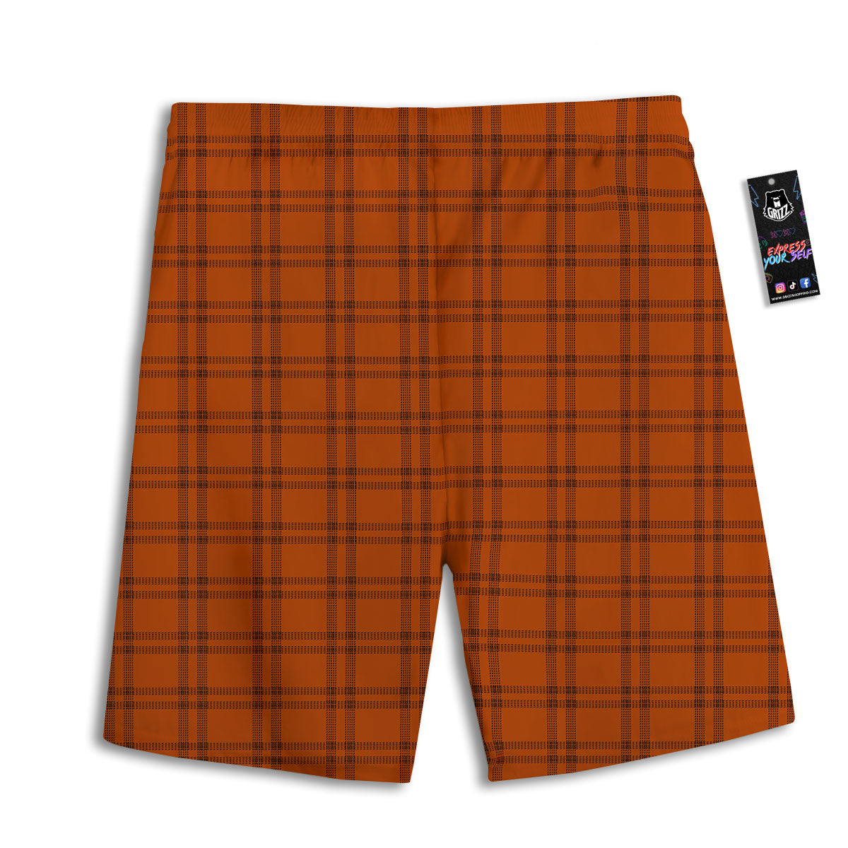 Tattersall Orange Print Pattern Men's Athletic Shorts