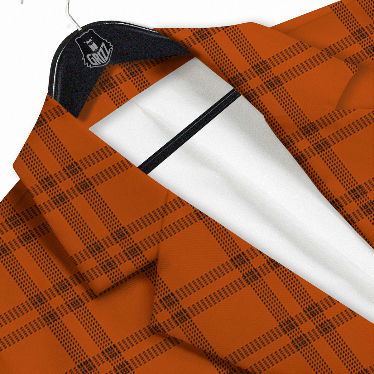 Tattersall Orange Print Pattern Men's Sport Coat-grizzshop