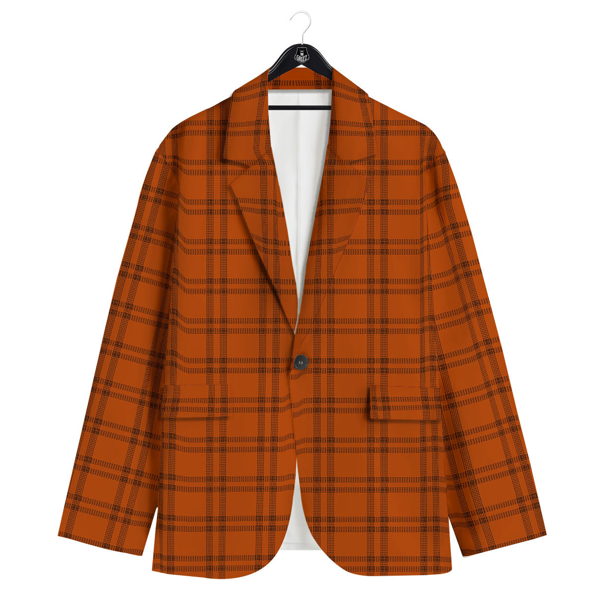 Tattersall Orange Print Pattern Men's Sport Coat-grizzshop