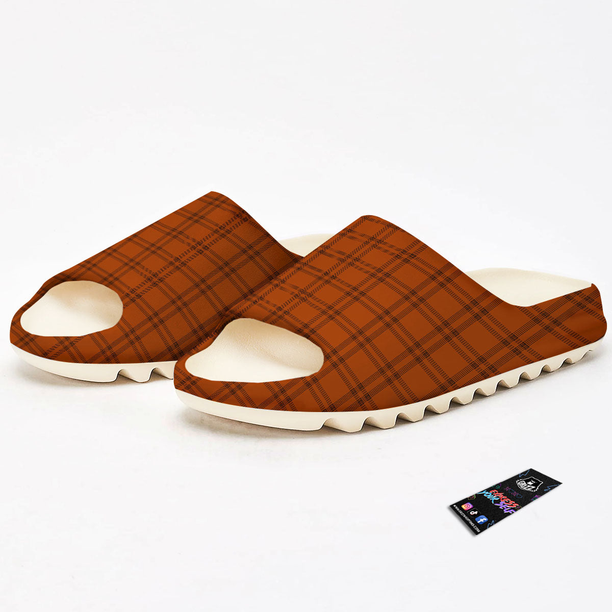 Tattersall Orange Print Pattern Sandals-grizzshop