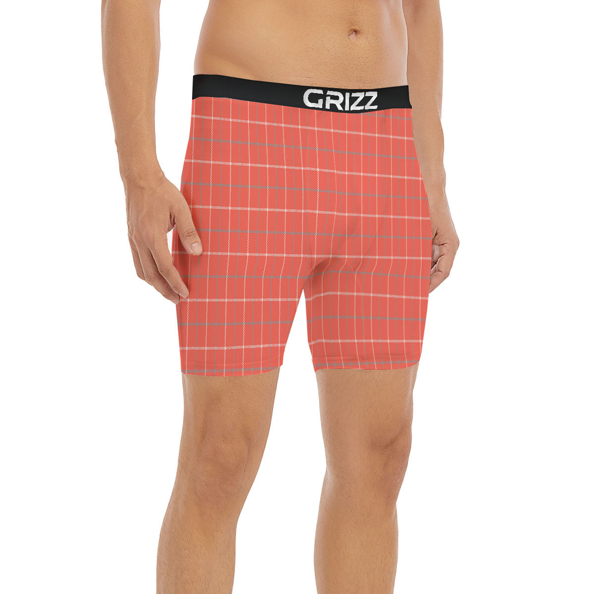 Tattersall Pastel Orange Print Pattern Boxer Briefs-grizzshop