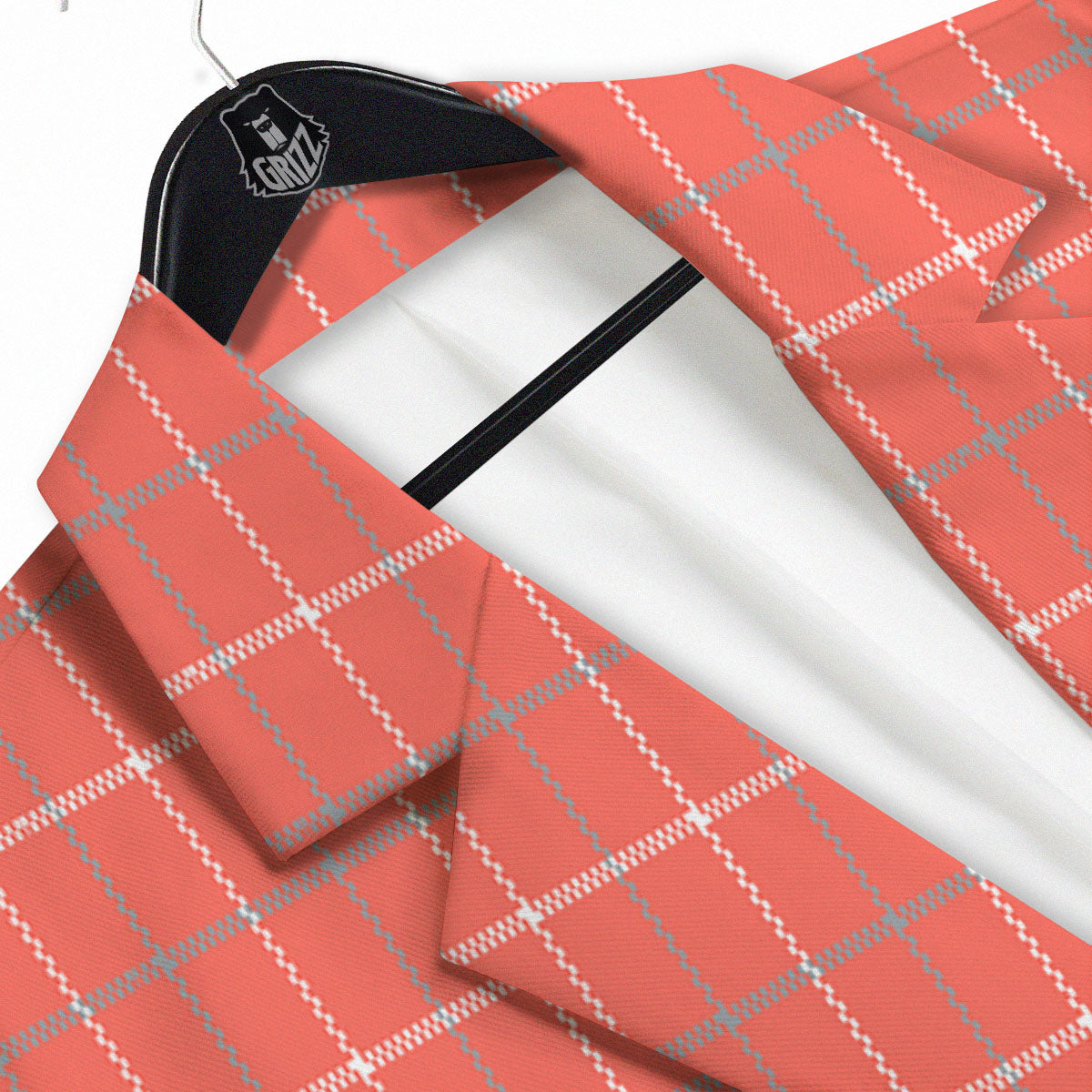 Tattersall Pastel Orange Print Pattern Men's Sport Coat-grizzshop