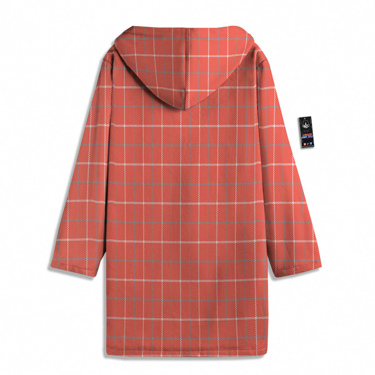 Tattersall Pastel Orange Print Pattern Men's Windbreaker Jacket-grizzshop
