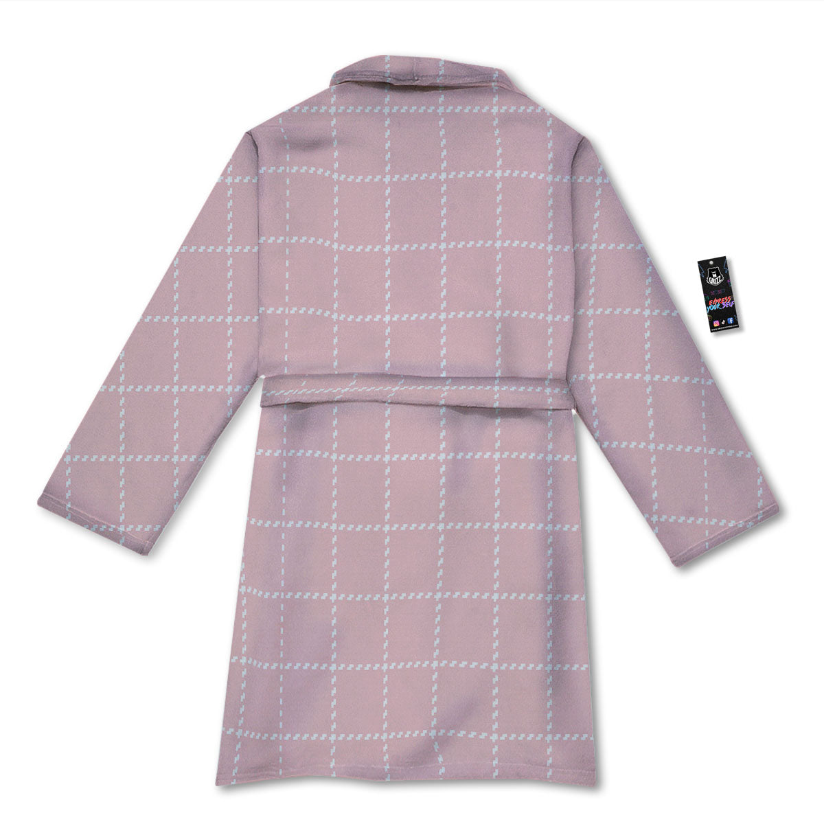 Tattersall Pastel Pink Print Pattern Bathrobe-grizzshop