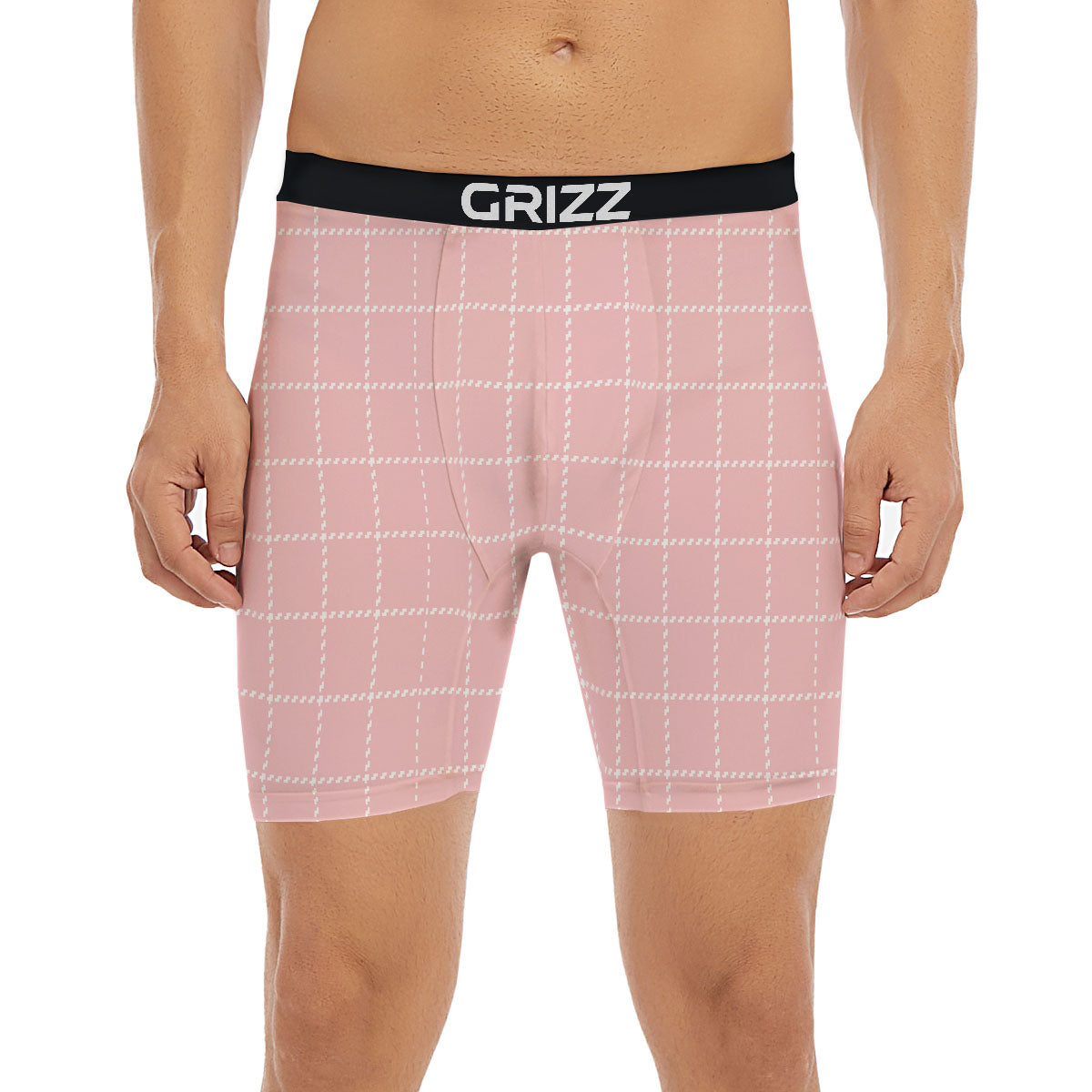 Tattersall Pastel Pink Print Pattern Boxer Briefs-grizzshop