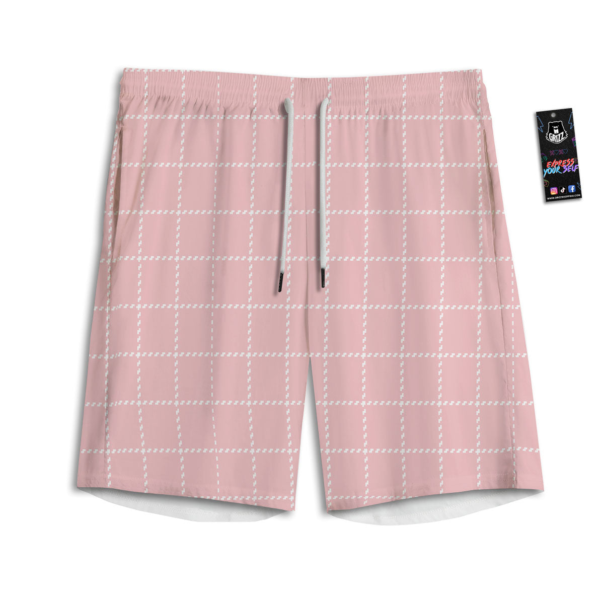 Tattersall Pastel Pink Print Pattern Men's Athletic Shorts