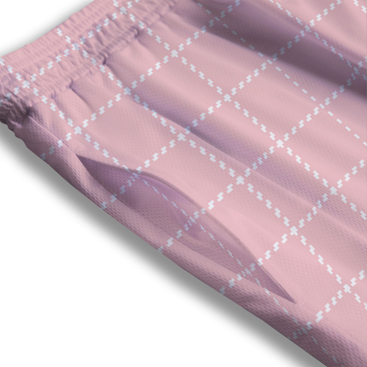 Tattersall Pastel Pink Print Pattern Mesh Shorts