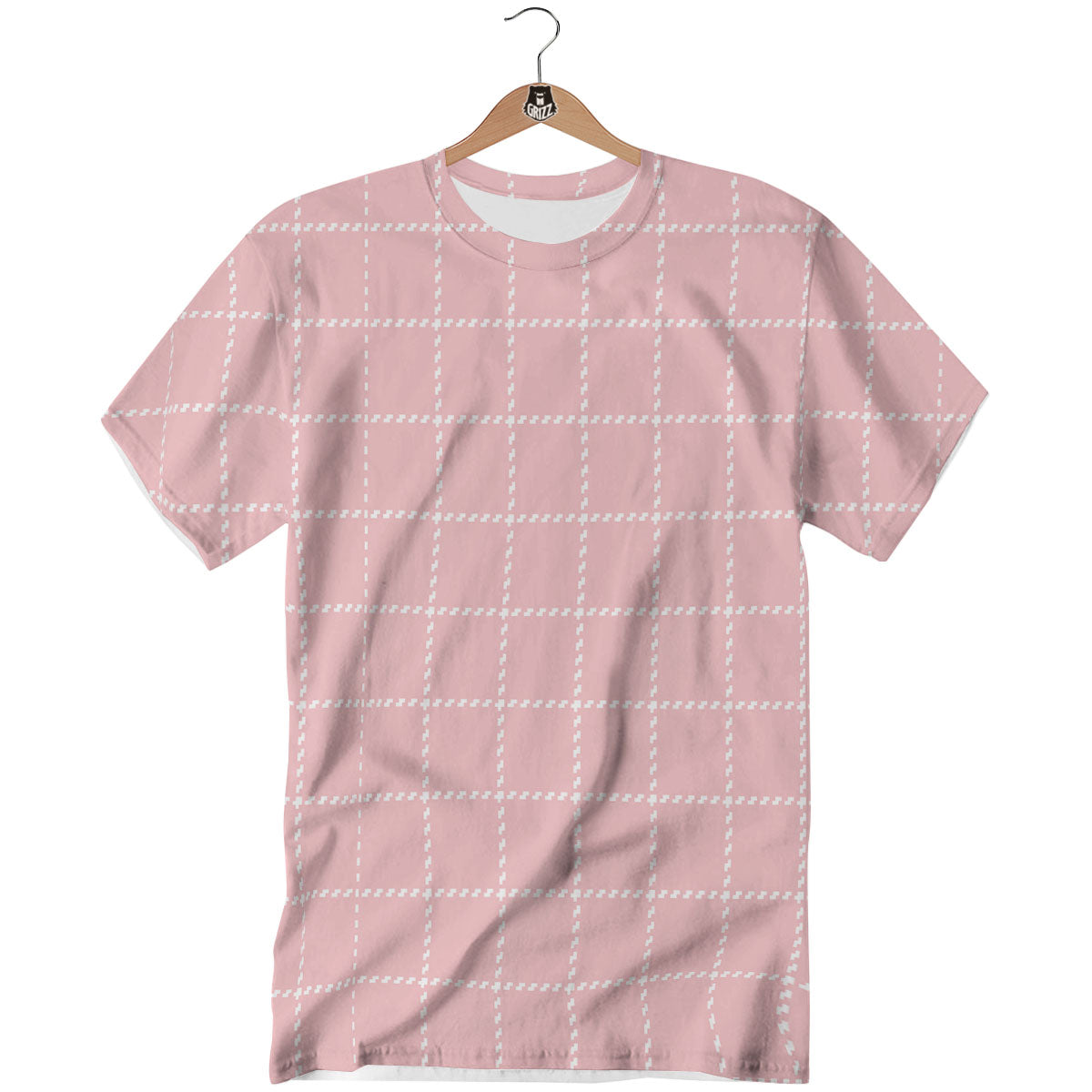 Tattersall Pastel Pink Print Pattern T-Shirt-grizzshop