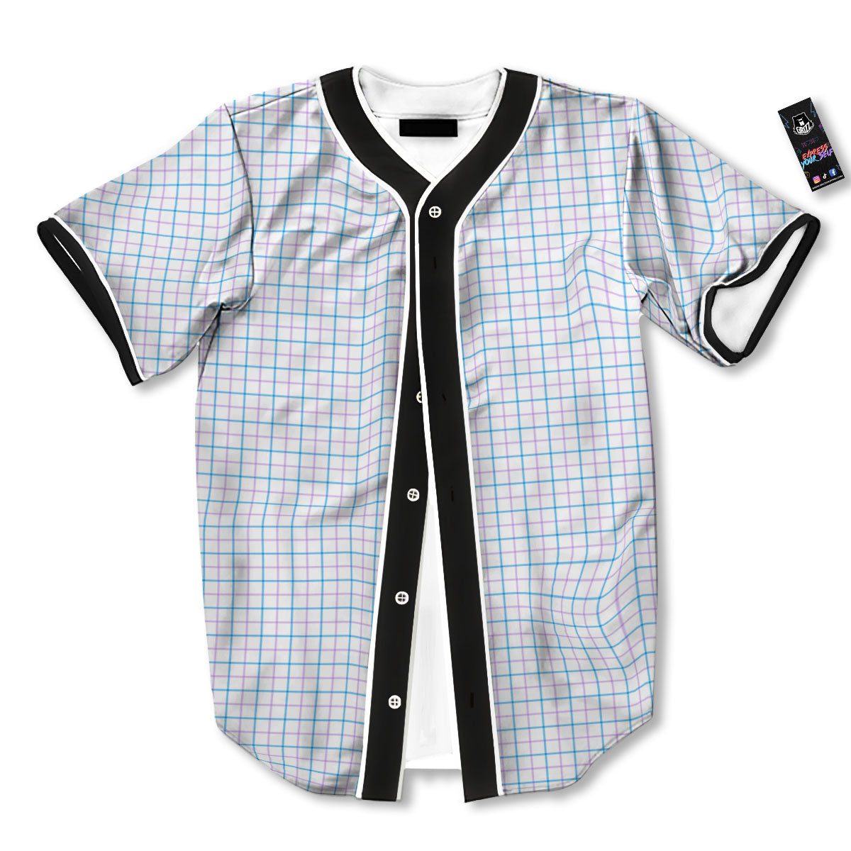 Tattersall Purple And Blue Line Print Pattern Baseball Jersey-grizzshop