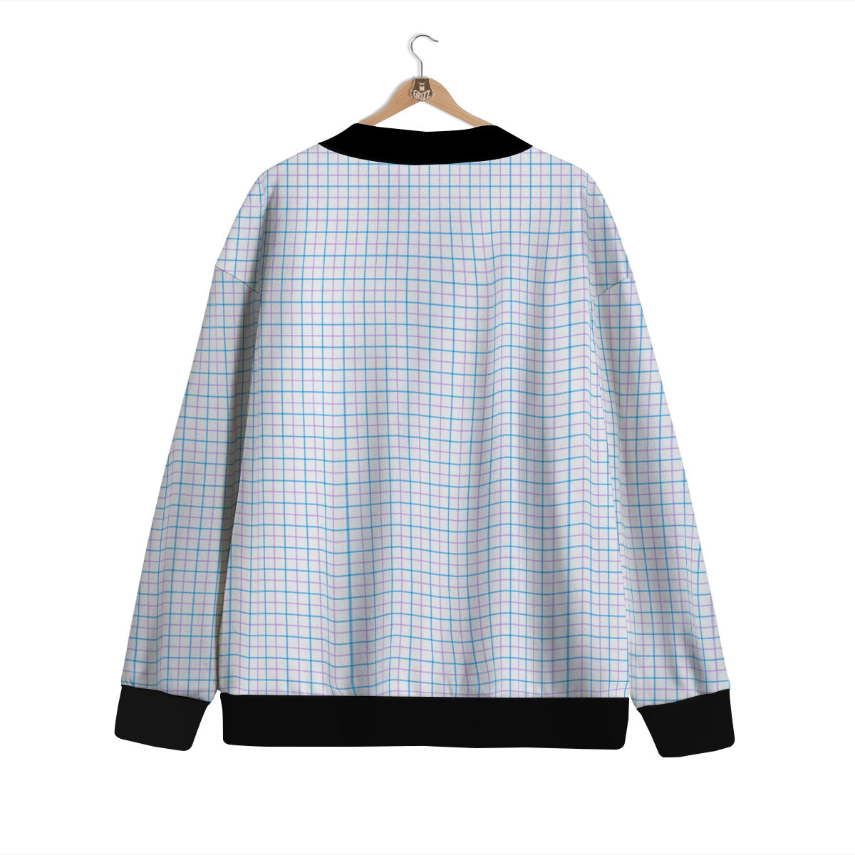 Tattersall Purple And Blue Line Print Pattern Cardigan-grizzshop