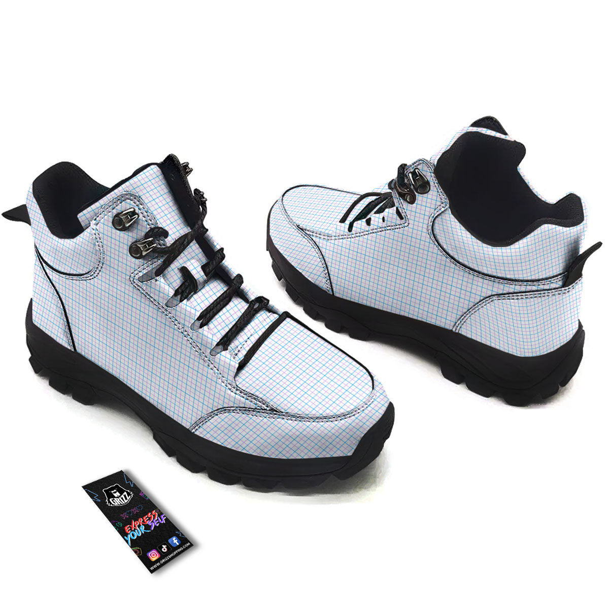 Tattersall Purple And Blue Line Print Pattern Hiking Shoes-grizzshop
