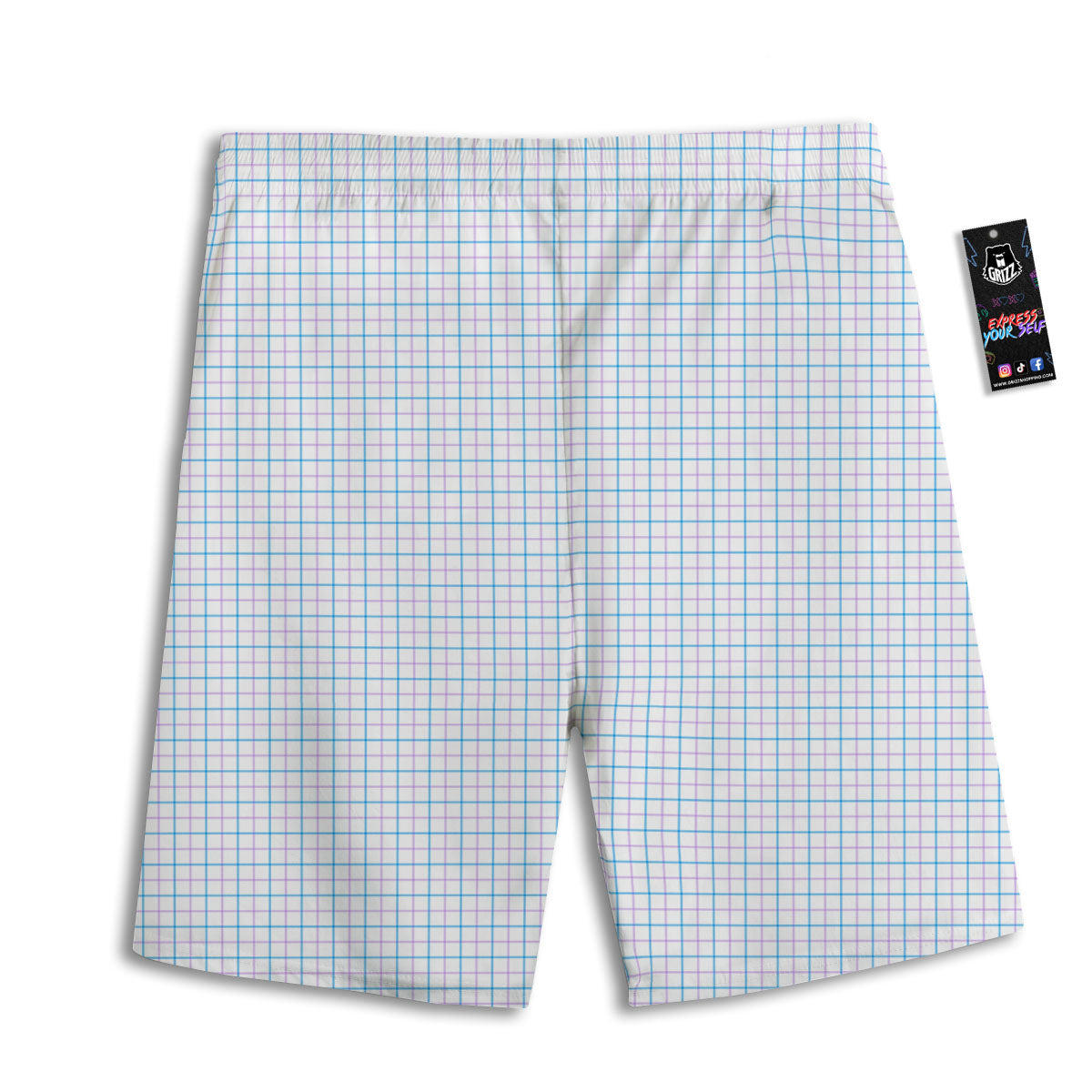 Tattersall Purple And Blue Line Print Pattern Men's Athletic Shorts