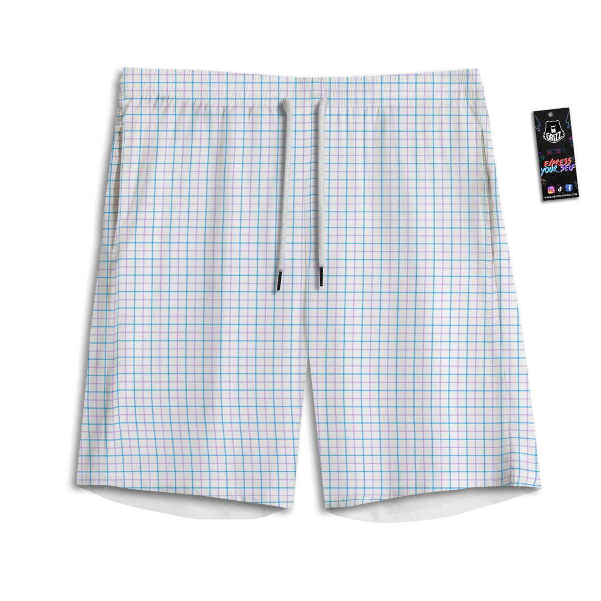 Tattersall Purple And Blue Line Print Pattern Men's Athletic Shorts