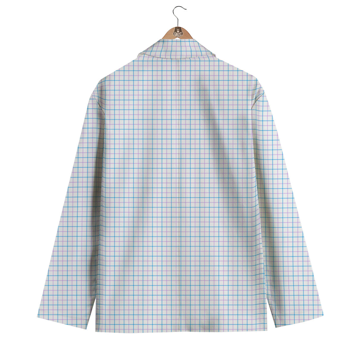 Tattersall Purple And Blue Line Print Pattern Men's Blazer-grizzshop