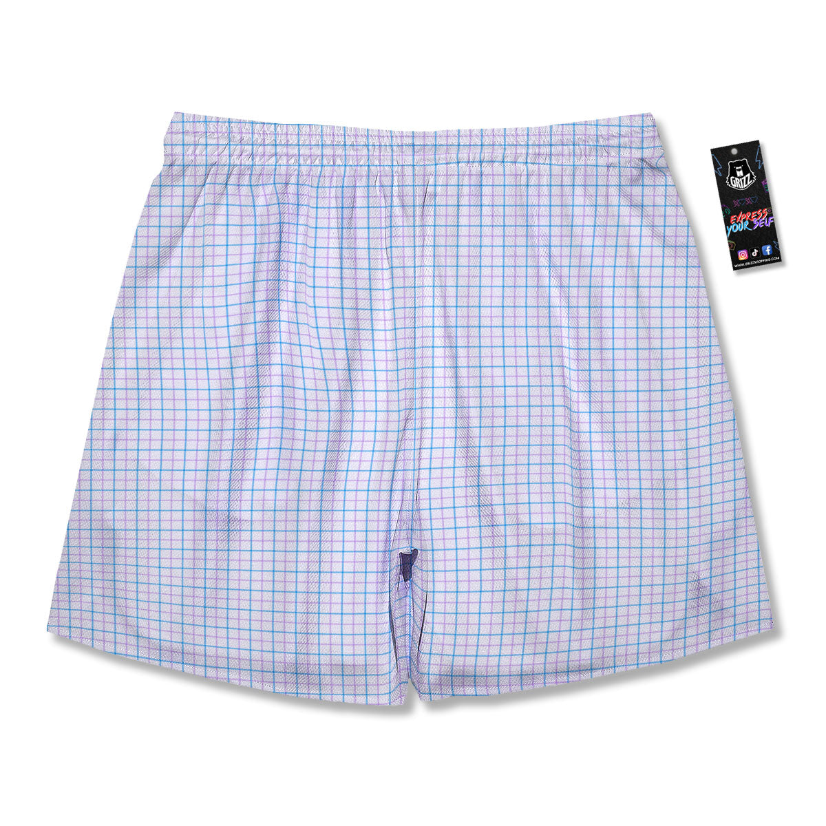 Tattersall Purple And Blue Line Print Pattern Men's Running Shorts-grizzshop