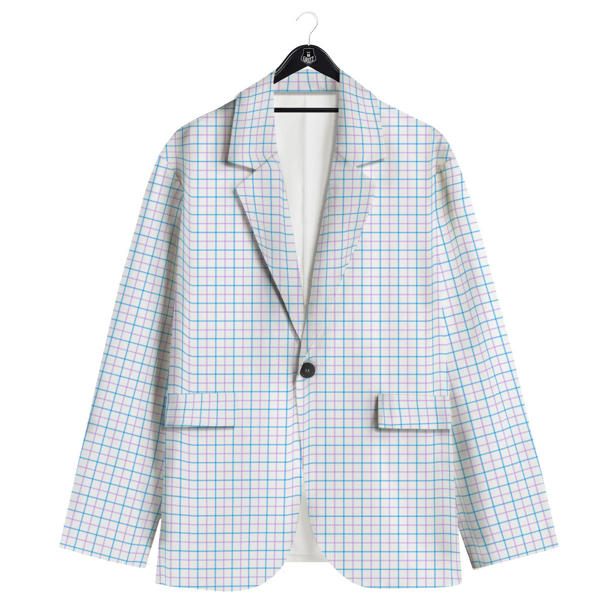 Tattersall Purple And Blue Line Print Pattern Men's Sport Coat-grizzshop