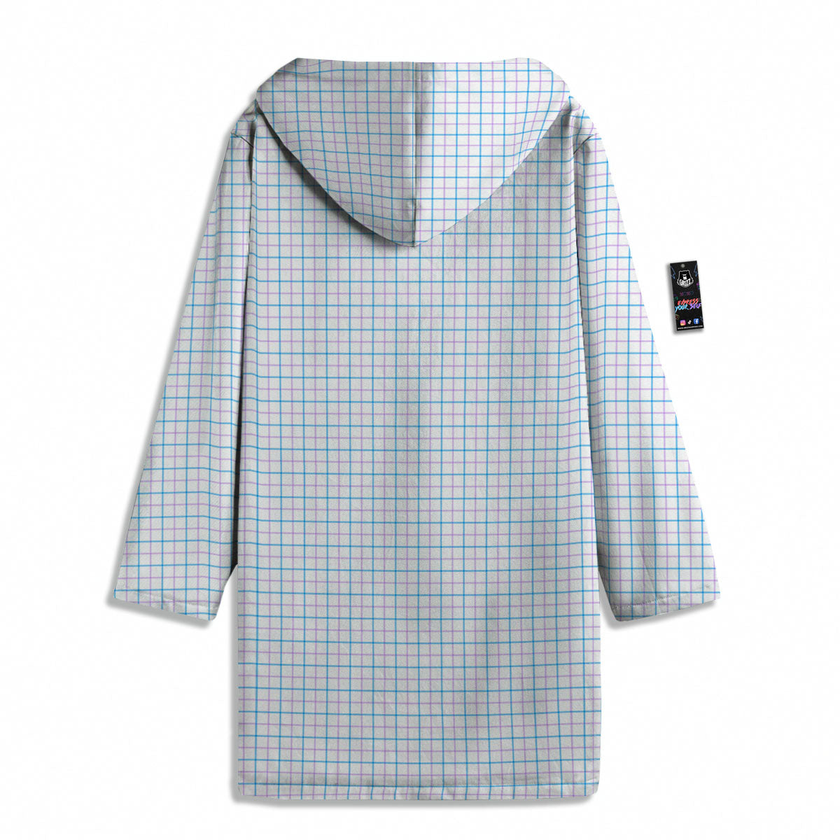 Tattersall Purple And Blue Line Print Pattern Men's Windbreaker Jacket-grizzshop
