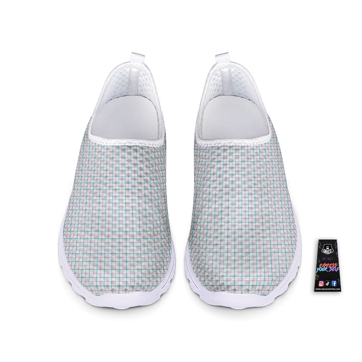 Tattersall Purple And Blue Line Print Pattern Nurse Shoes-grizzshop